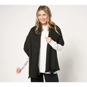 Complliments 69" 21 1/4" Brushed Scarf With Fringe Black Missy One Size A666032